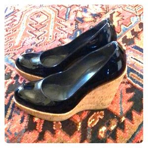 Stuart Weitzman Black Patent Wedges size 7.5